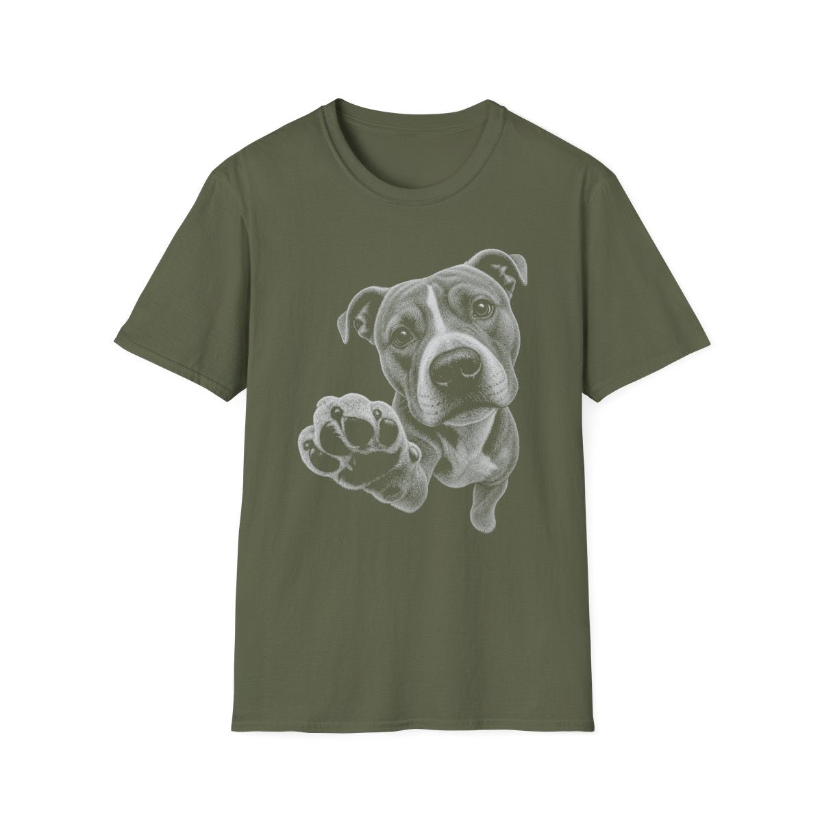 Paw Reach American Staffordshire Terrier Tee - Military Green