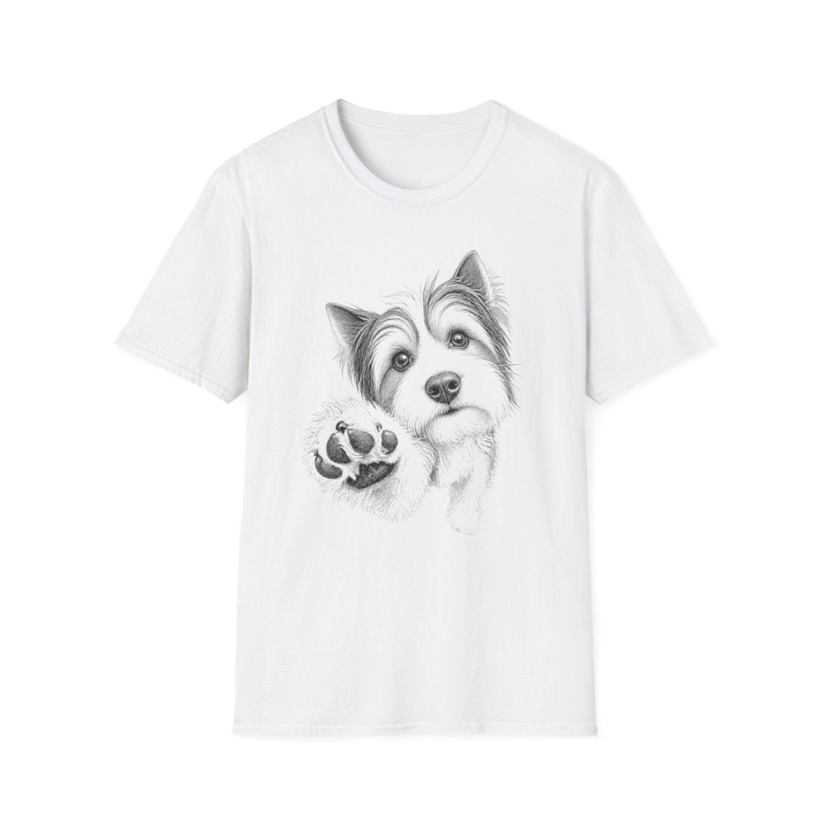 Paw Reach Biewer Terrier Tee - White