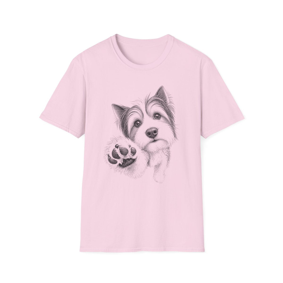Paw Reach Biewer Terrier Tee - Light Pink