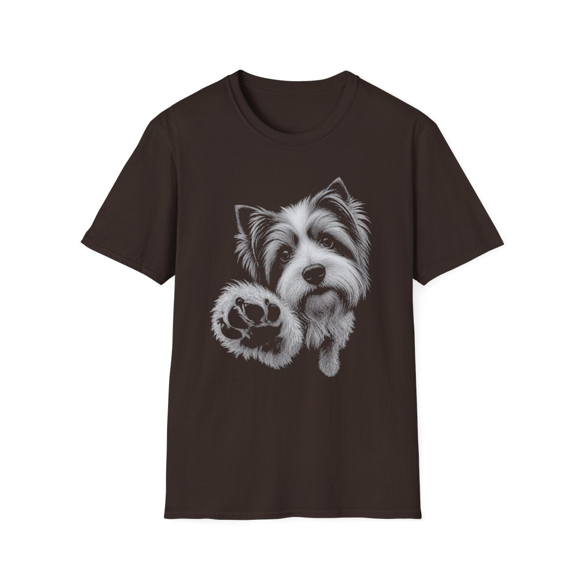 Paw Reach Biewer Terrier Tee - Dark Chocolate