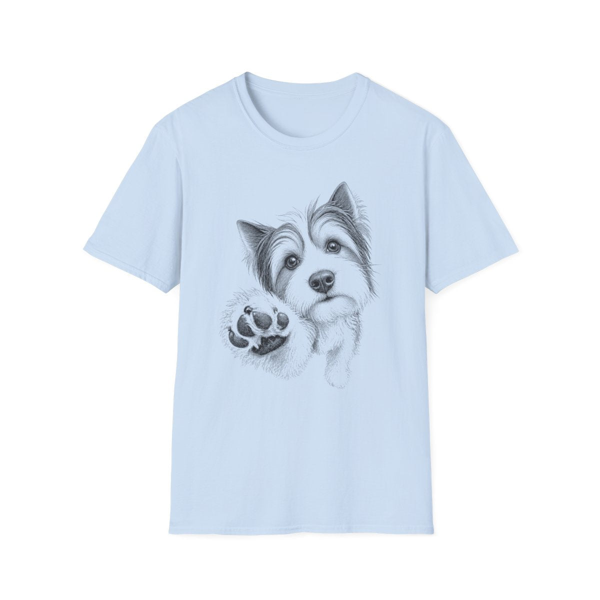 Paw Reach Biewer Terrier Tee - Light Blue