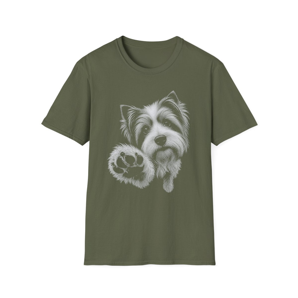 Paw Reach Biewer Terrier Tee - Military Green