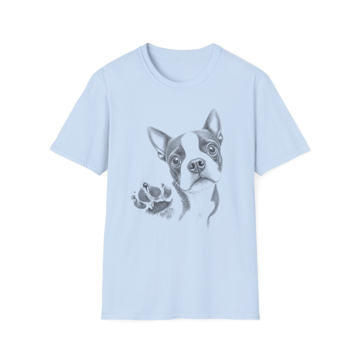 Paw Reach Boston Terrier Tee - Light Blue