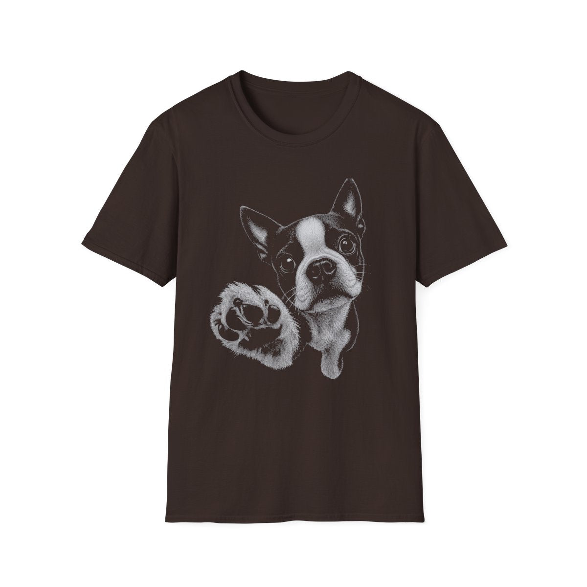 Paw Reach Boston Terrier Tee - Dark Chocolate