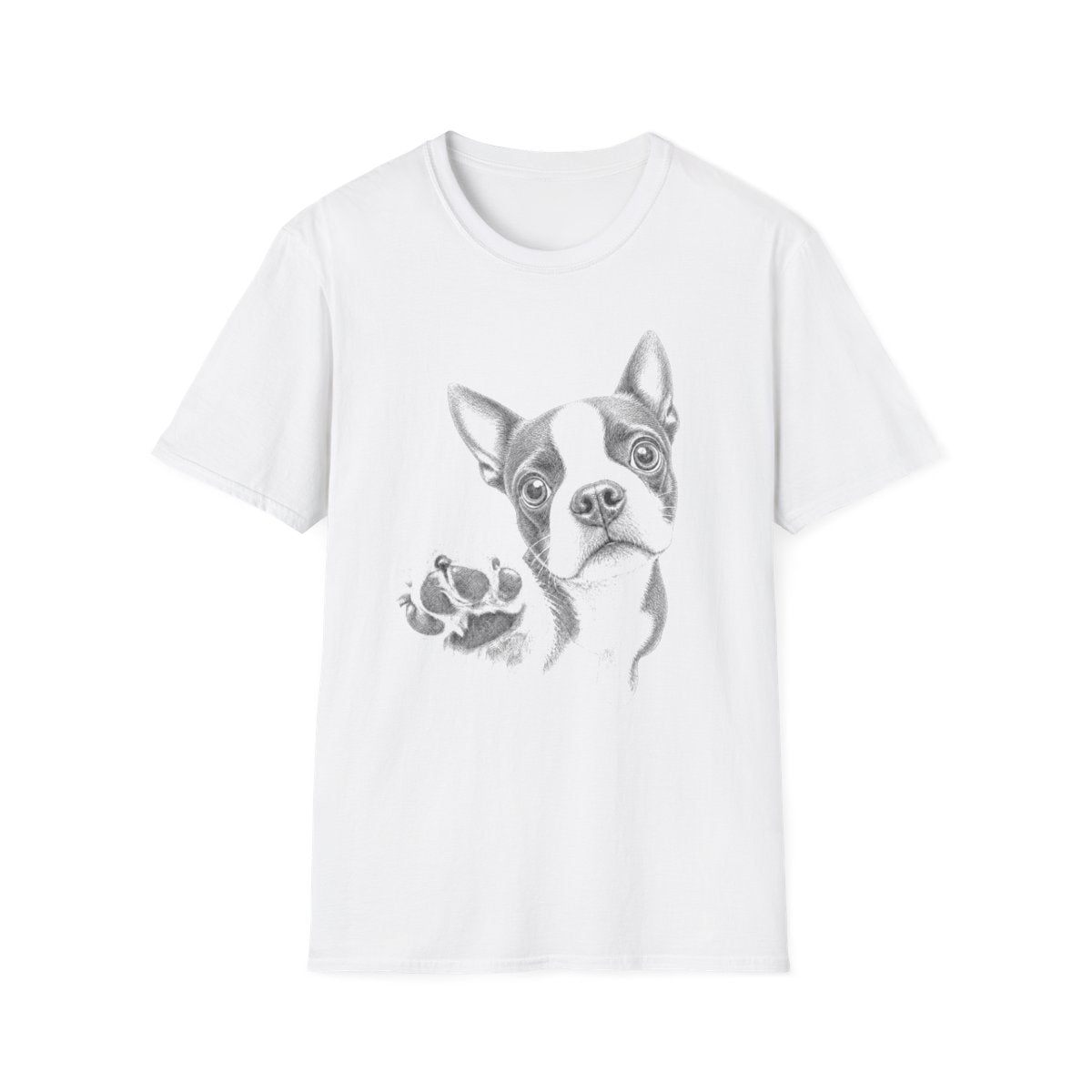 Paw Reach Boston Terrier Tee - White