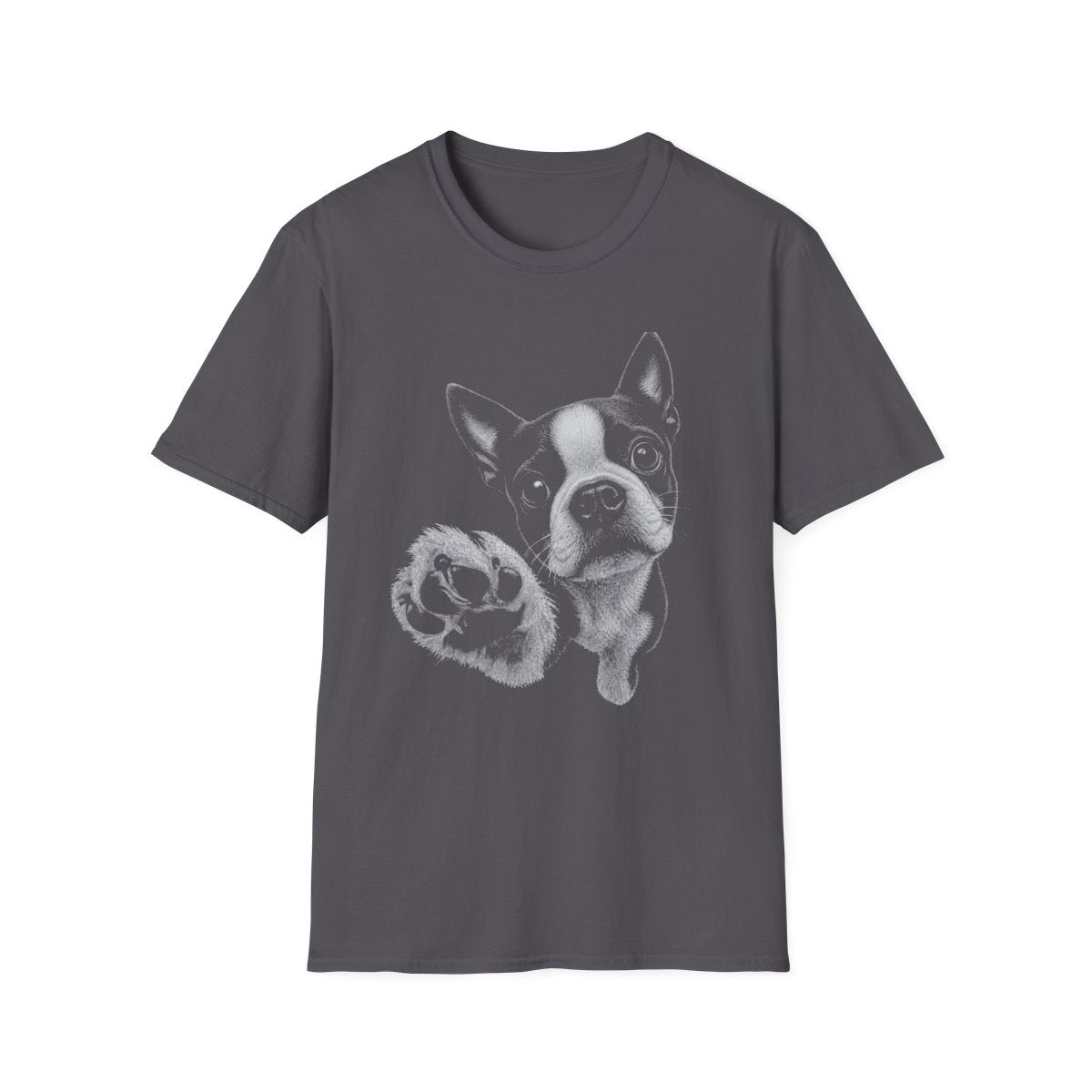 Paw Reach Boston Terrier Tee - Charcoal