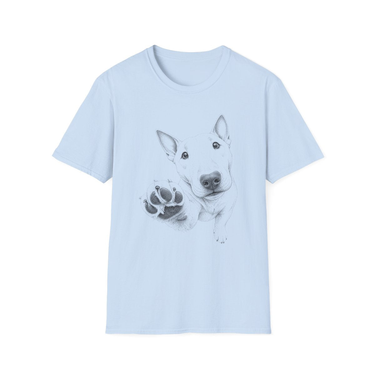 Paw Reach Bull Terrier Tee - Light Blue