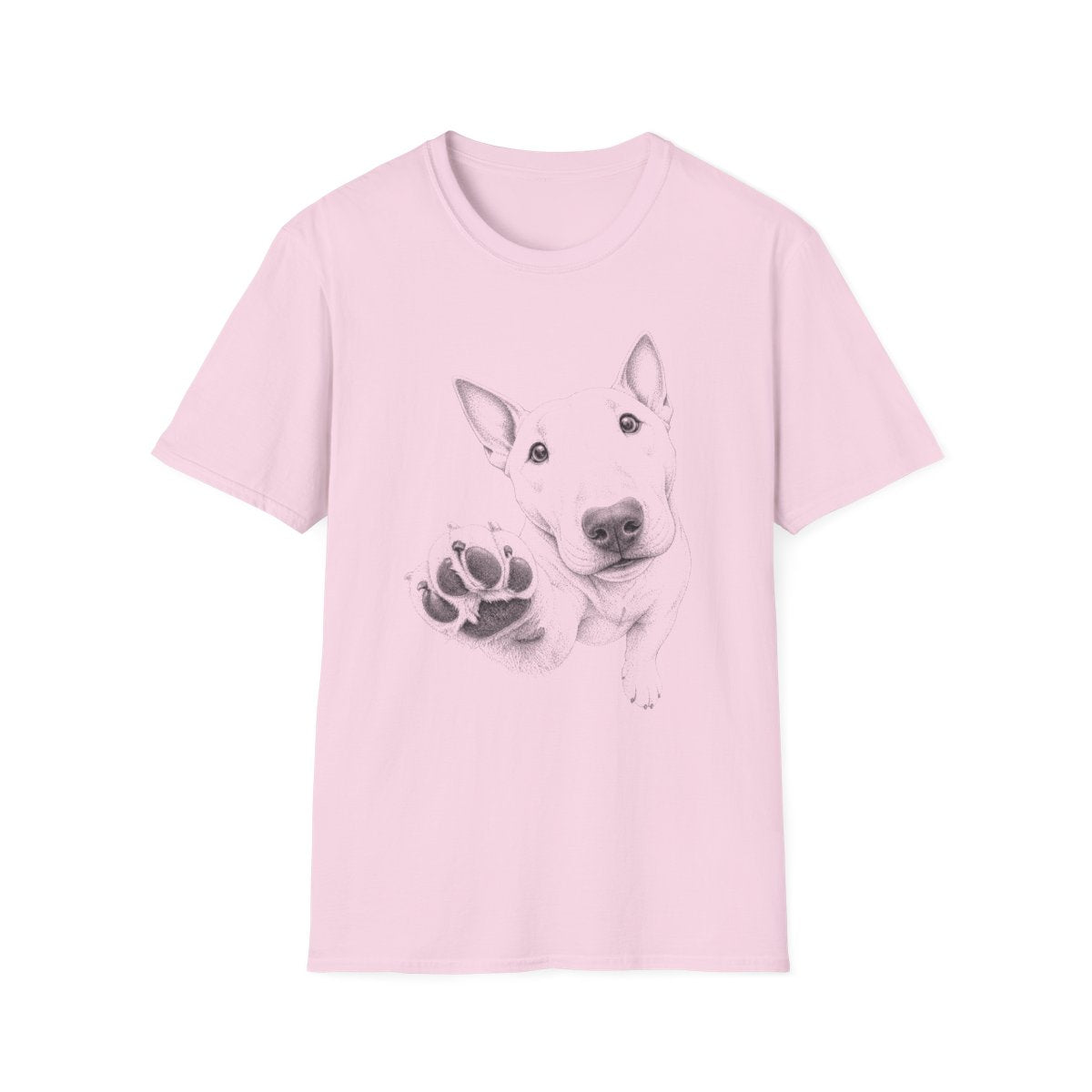 Paw Reach Bull Terrier Tee - Light Pink