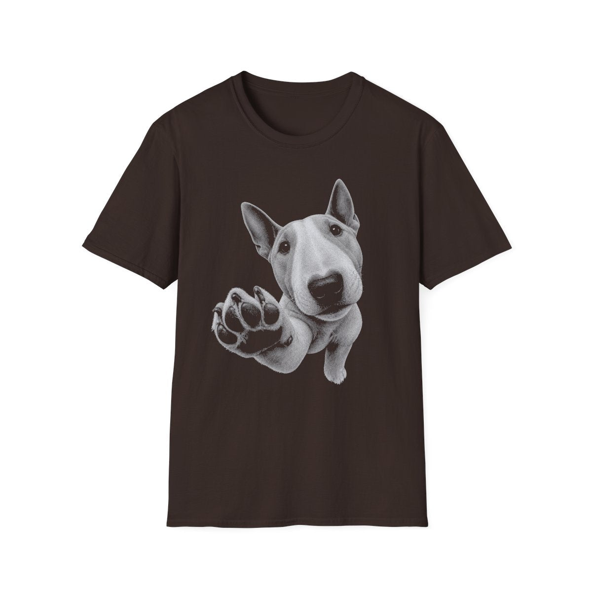 Paw Reach Bull Terrier Tee - Dark Chocolate
