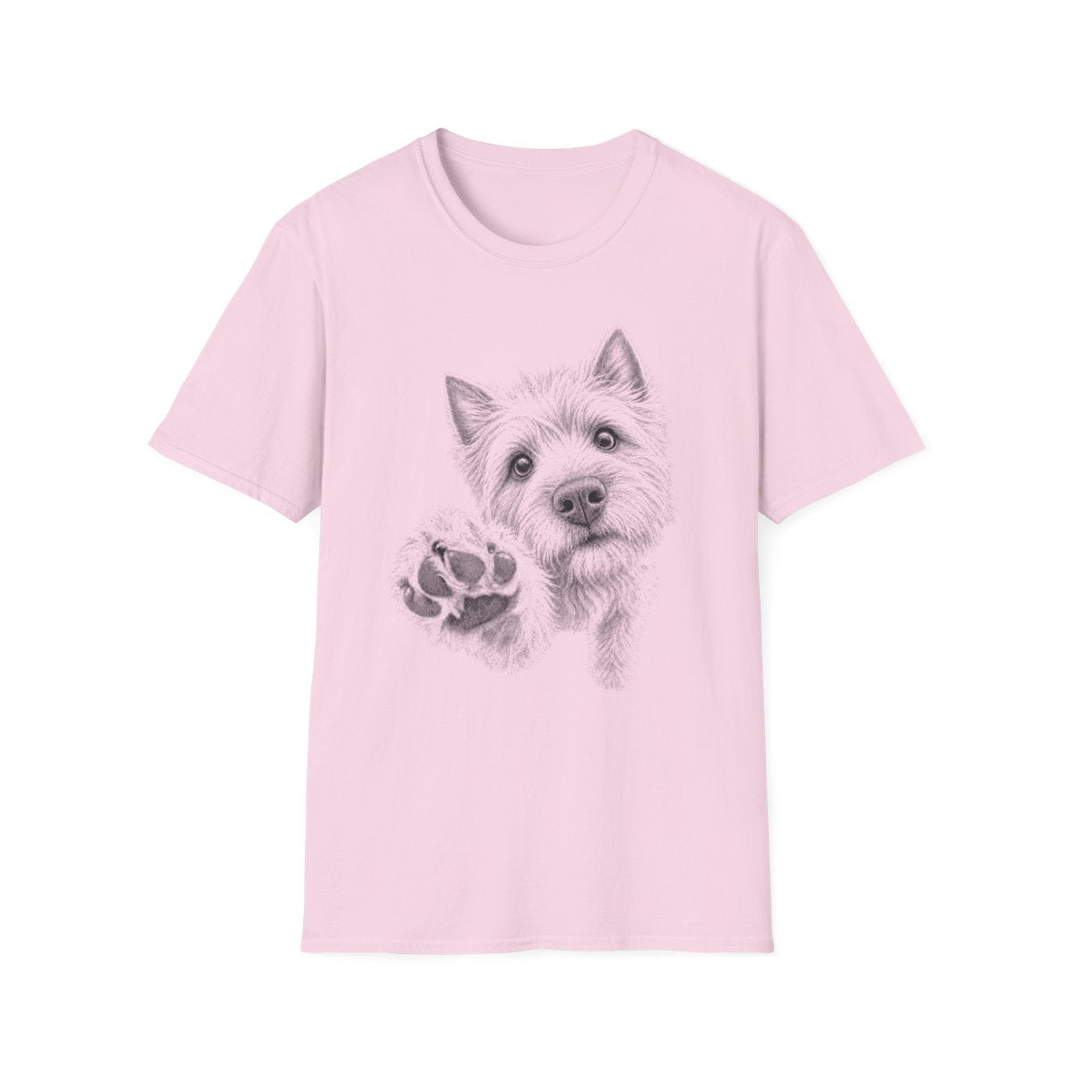 Paw Reach Cairn Terrier Tee - Light Pink