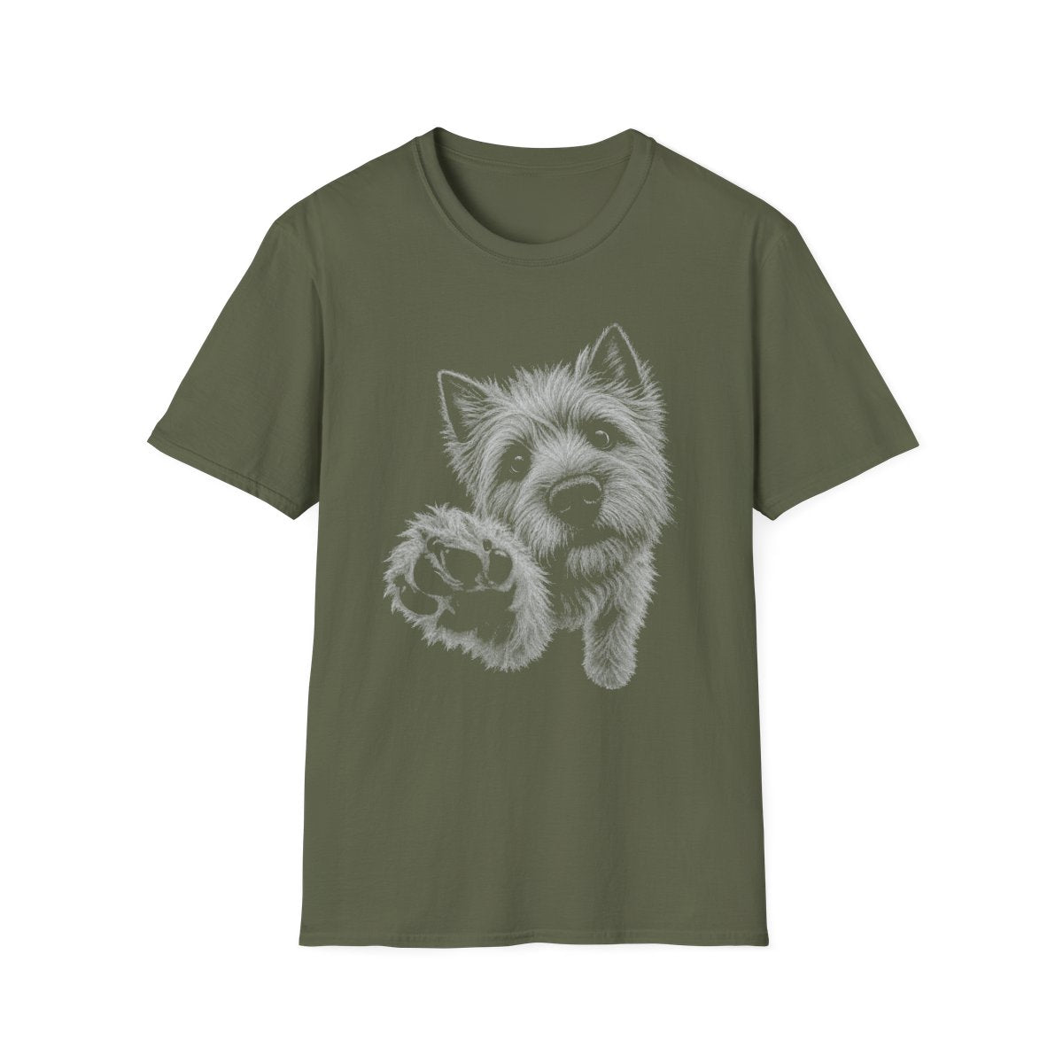 Paw Reach Cairn Terrier Tee - Military Green