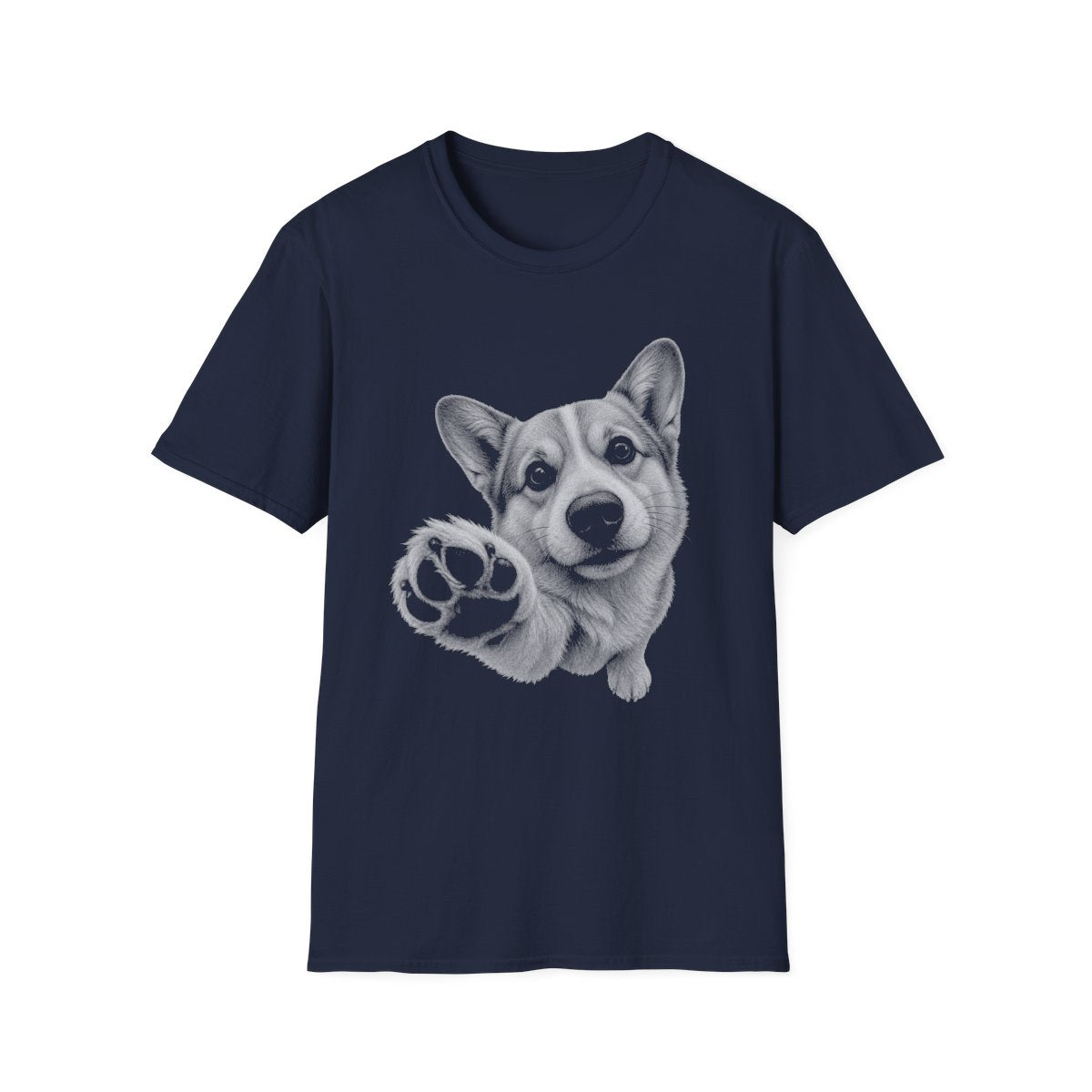 Paw Reach Corgi Tee - Navy