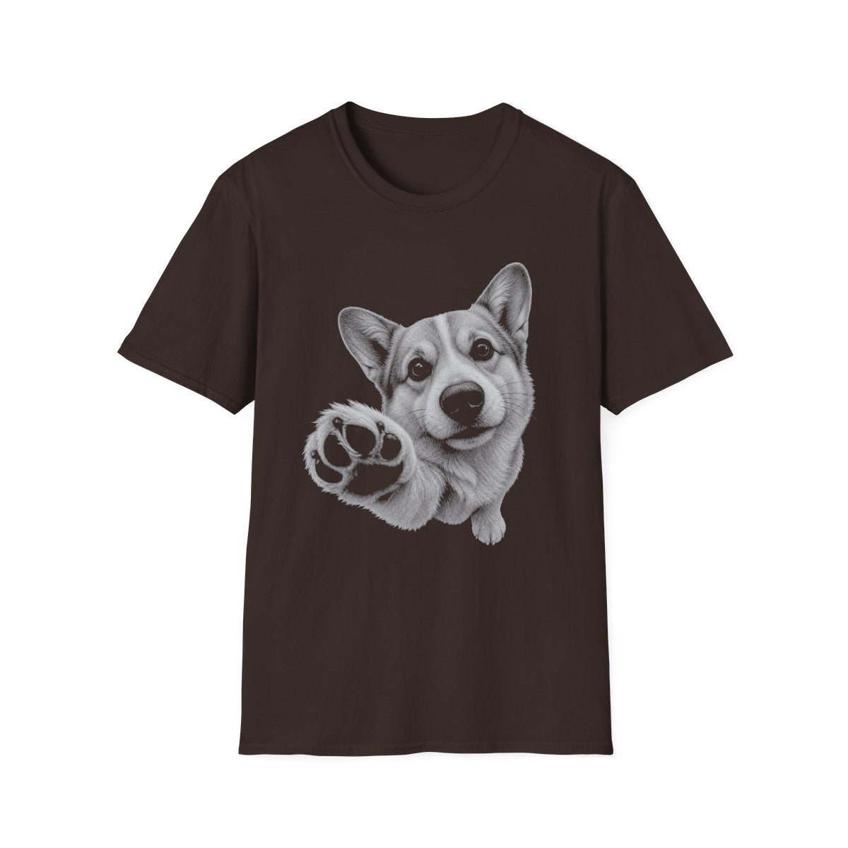 Paw Reach Corgi Tee - Dark Chocolate
