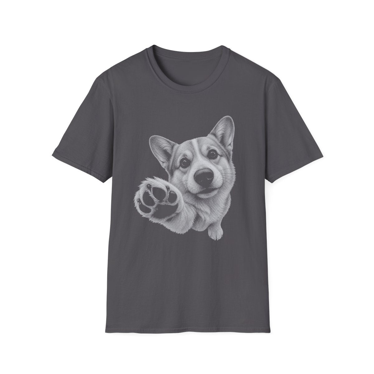 Paw Reach Corgi Tee - Charcoal