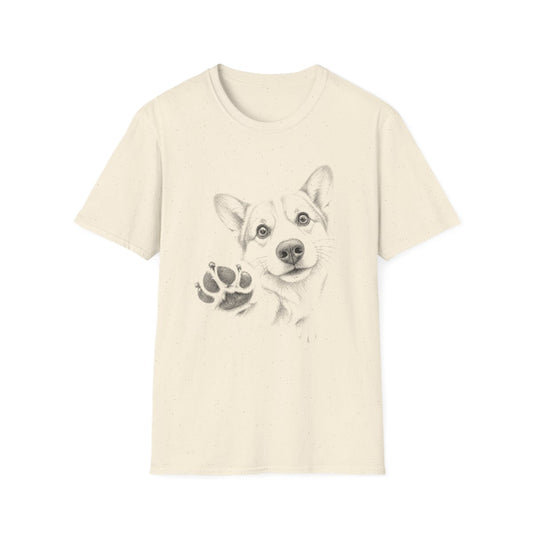 Paw Reach Corgi Tee - Natural
