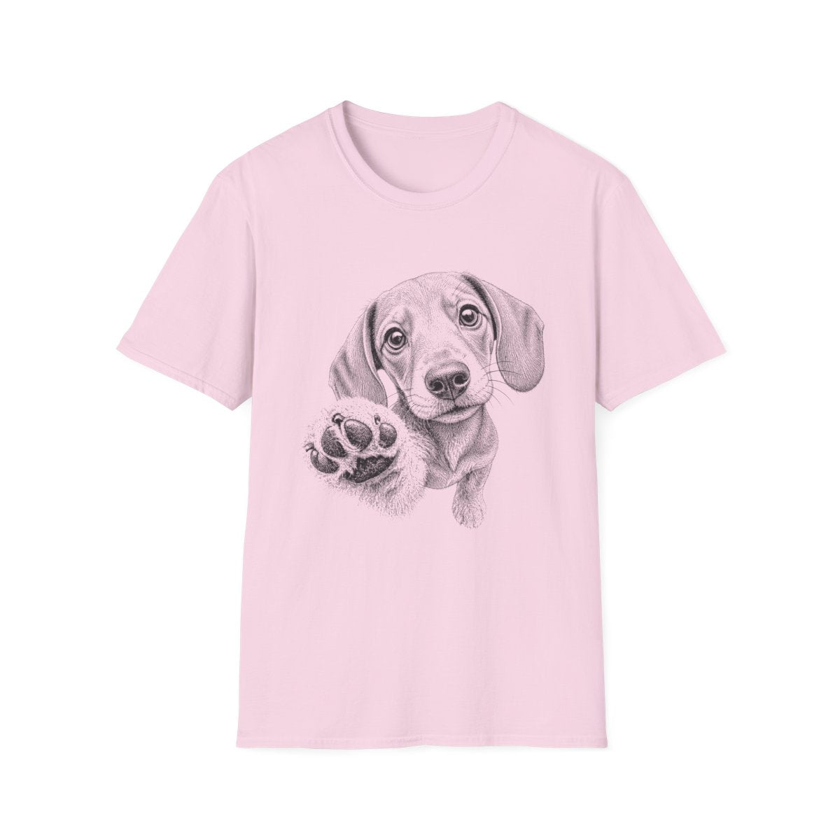 Paw Reach Dachshund Tee - Light Pink