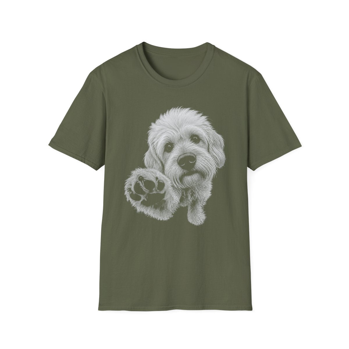 Paw Reach Dandie Dinmont Terrier Tee - Military Green