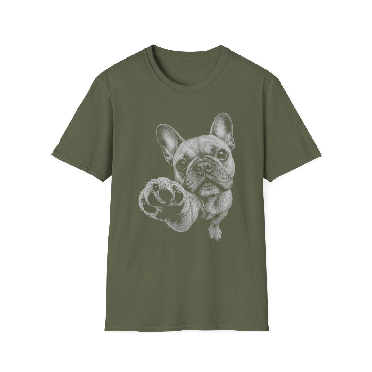 Paw Reach French Bulldog Tee - Military Green