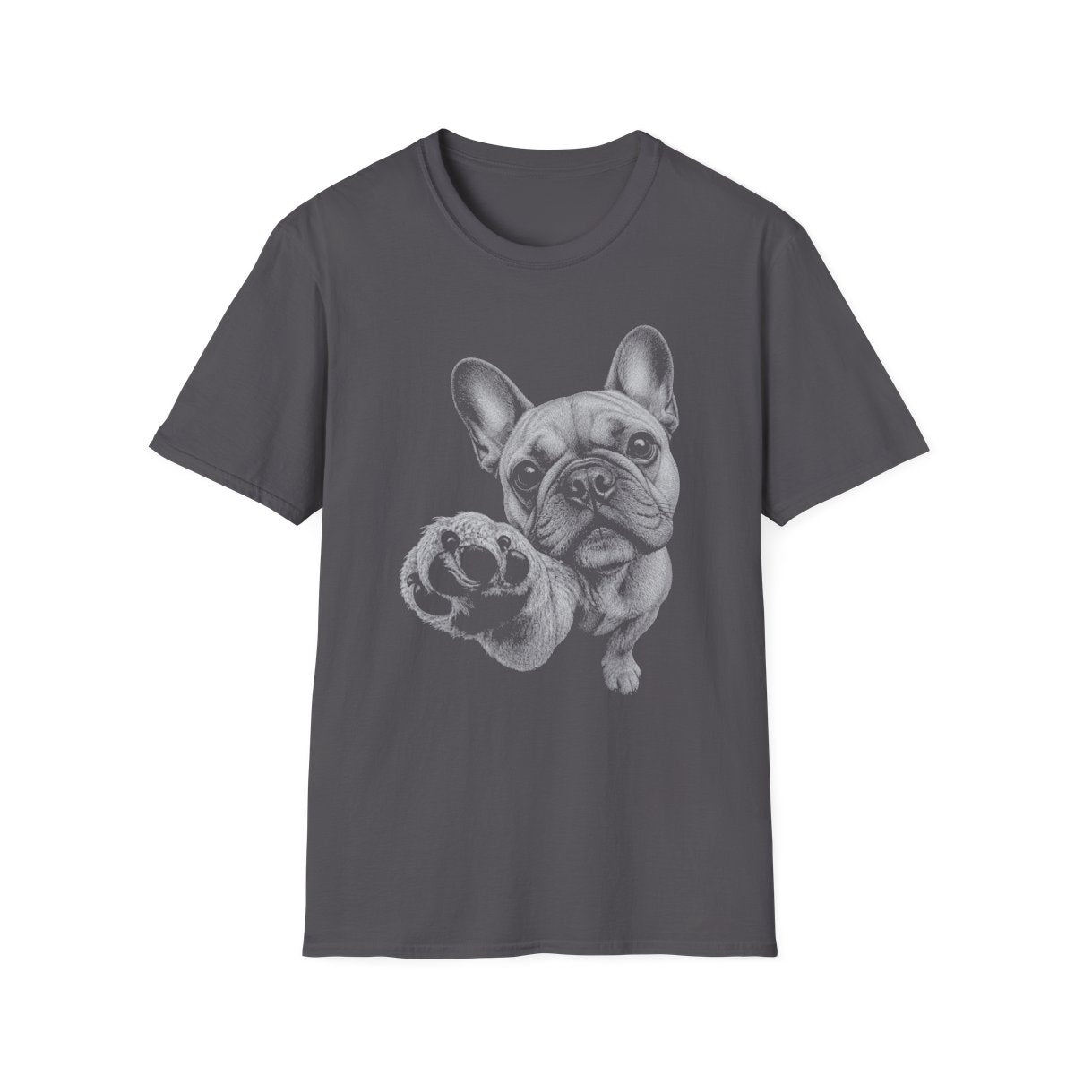 Paw Reach French Bulldog Tee - Charcoal