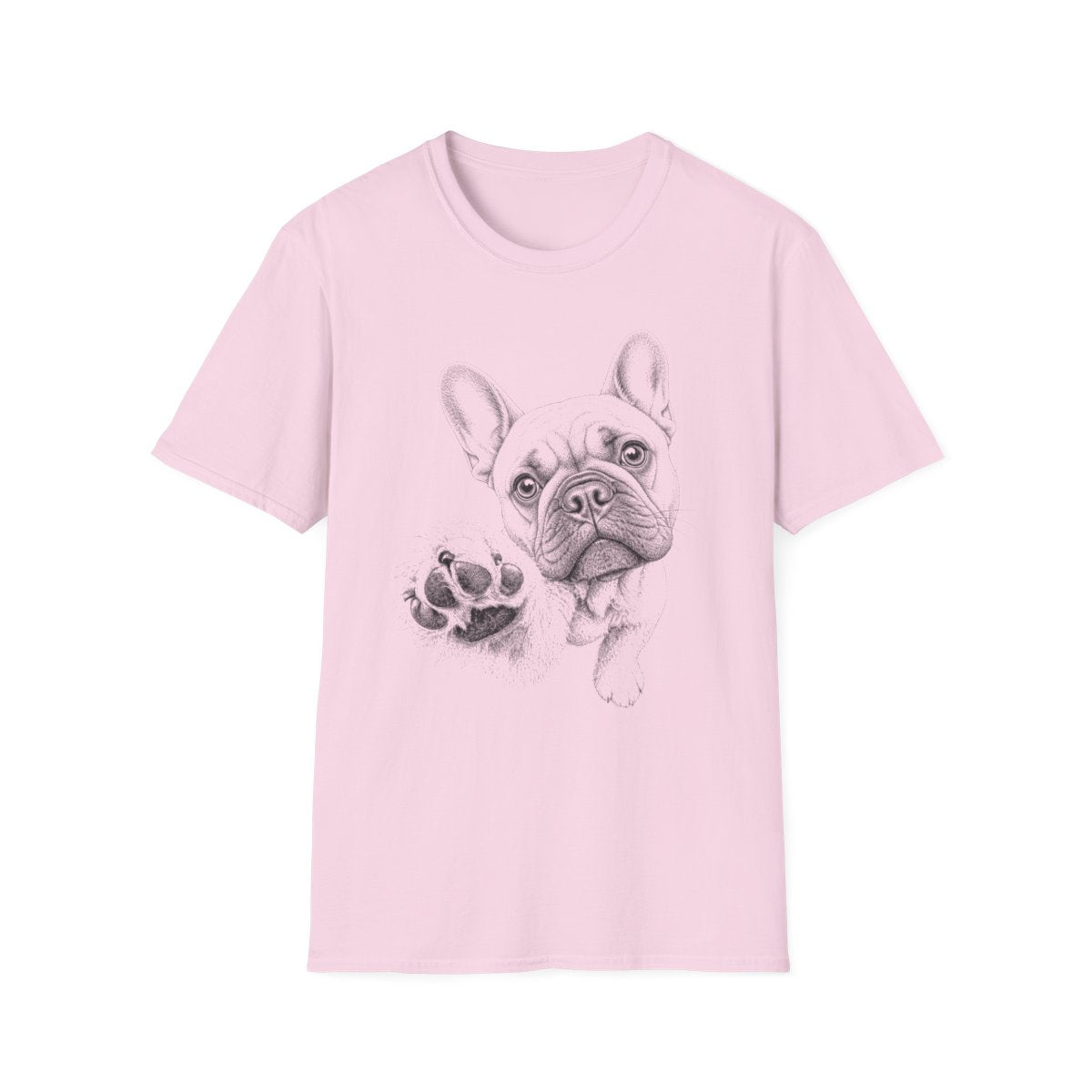 Paw Reach French Bulldog Tee - Light Pink