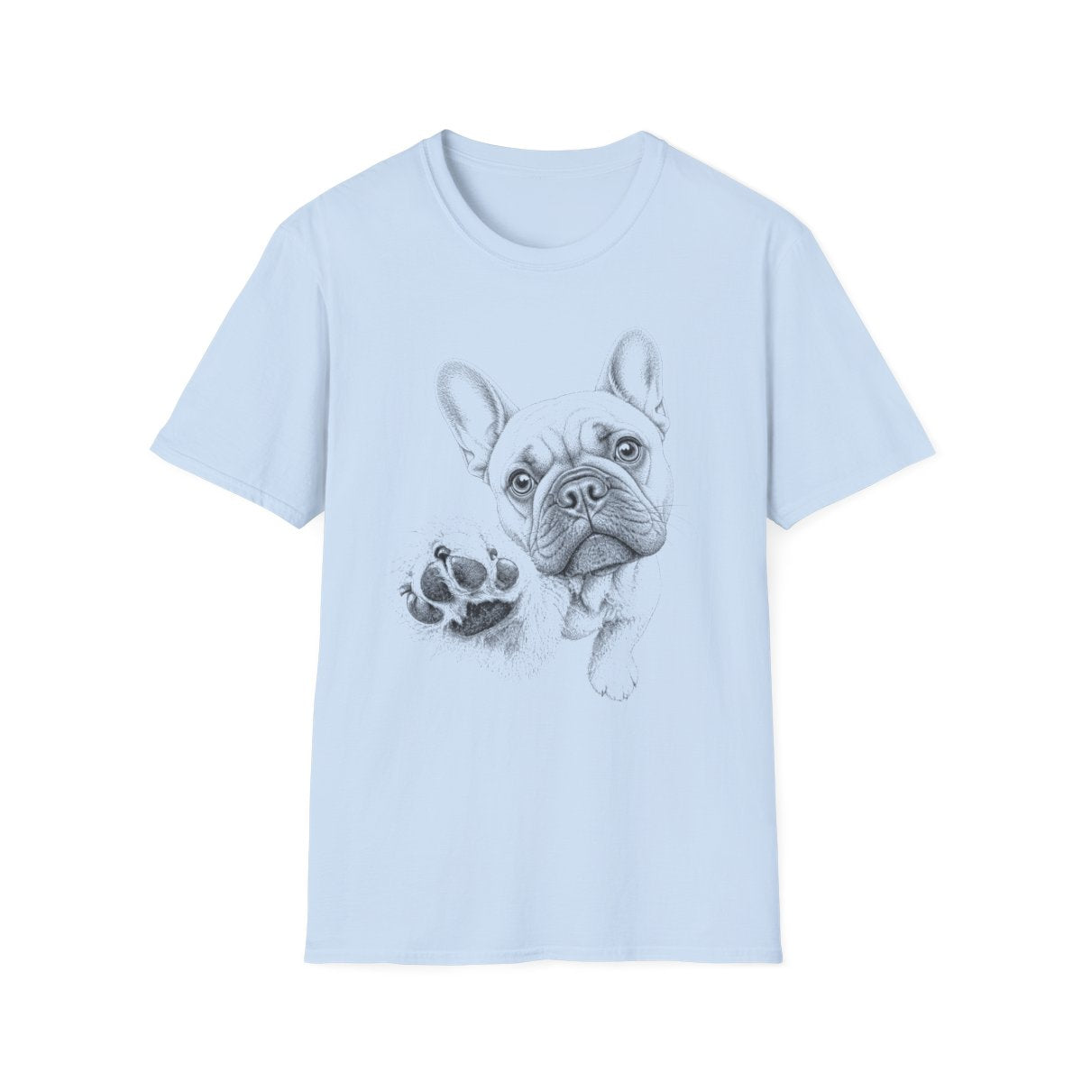 Paw Reach French Bulldog Tee - Light Blue