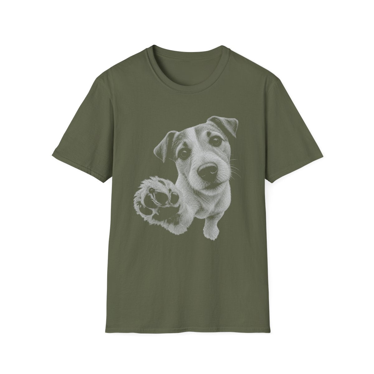 Paw Reach Jack Russell Terrier Tee - Military Green