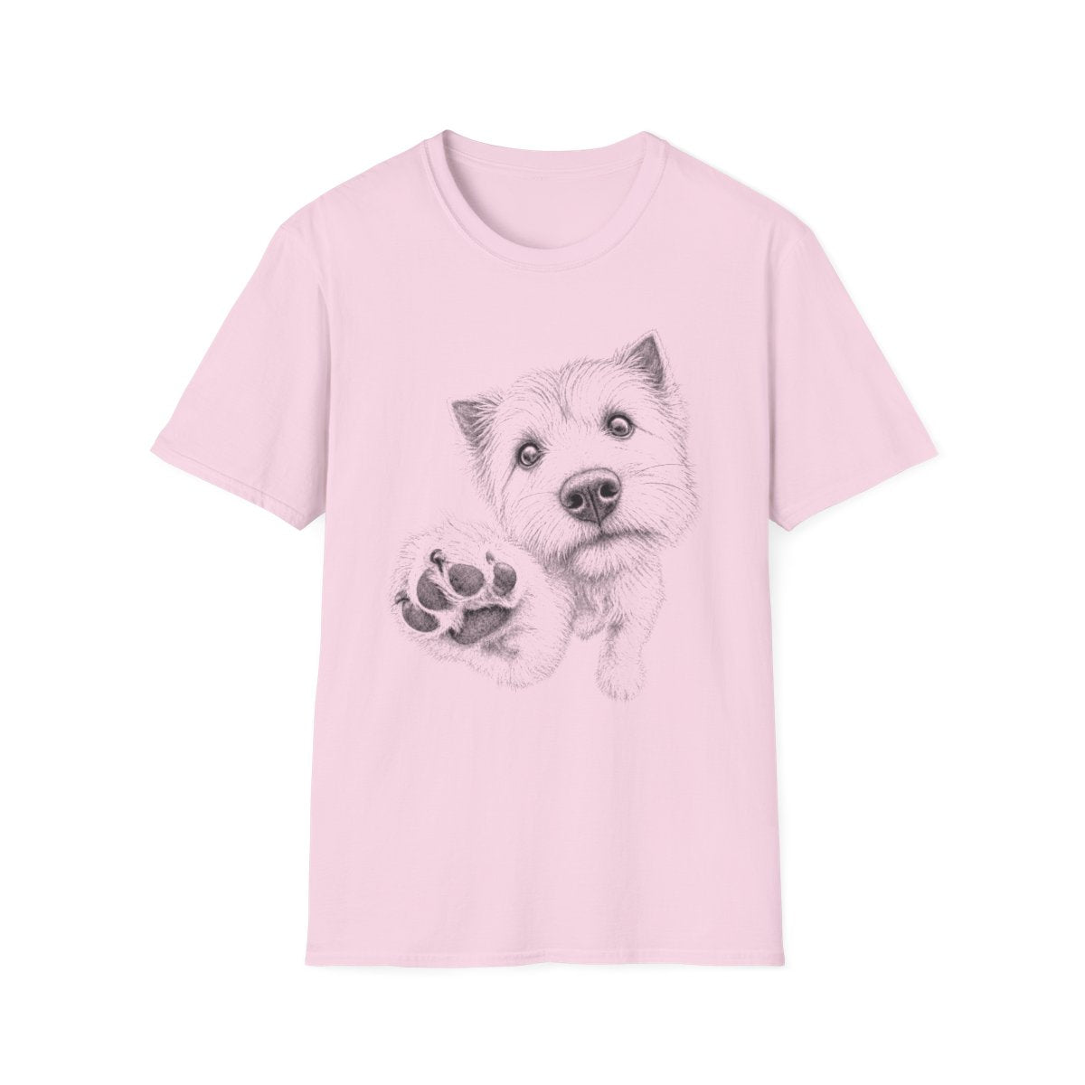 Paw Reach Norwich Terrier Tee - Light Pink