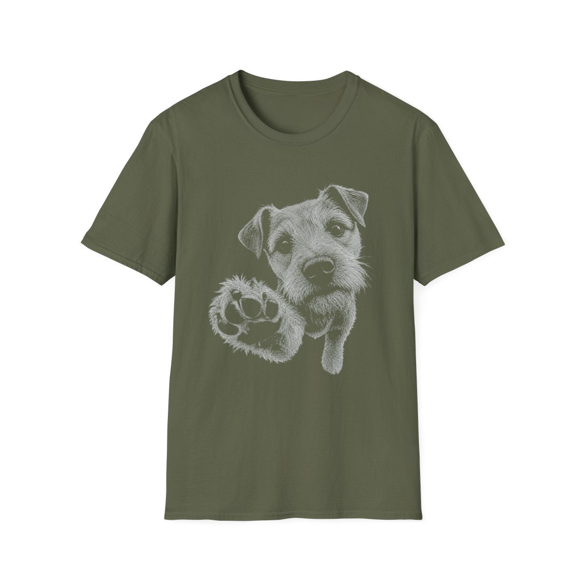 Paw Reach Patterdale Terrier Tee - Military Green