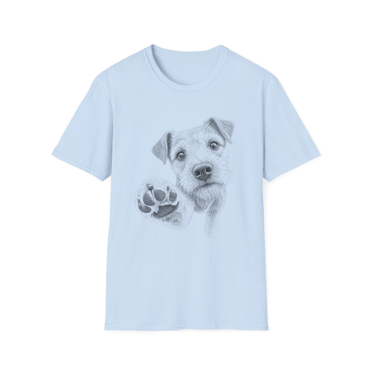 Paw Reach Patterdale Terrier Tee - Light Blue