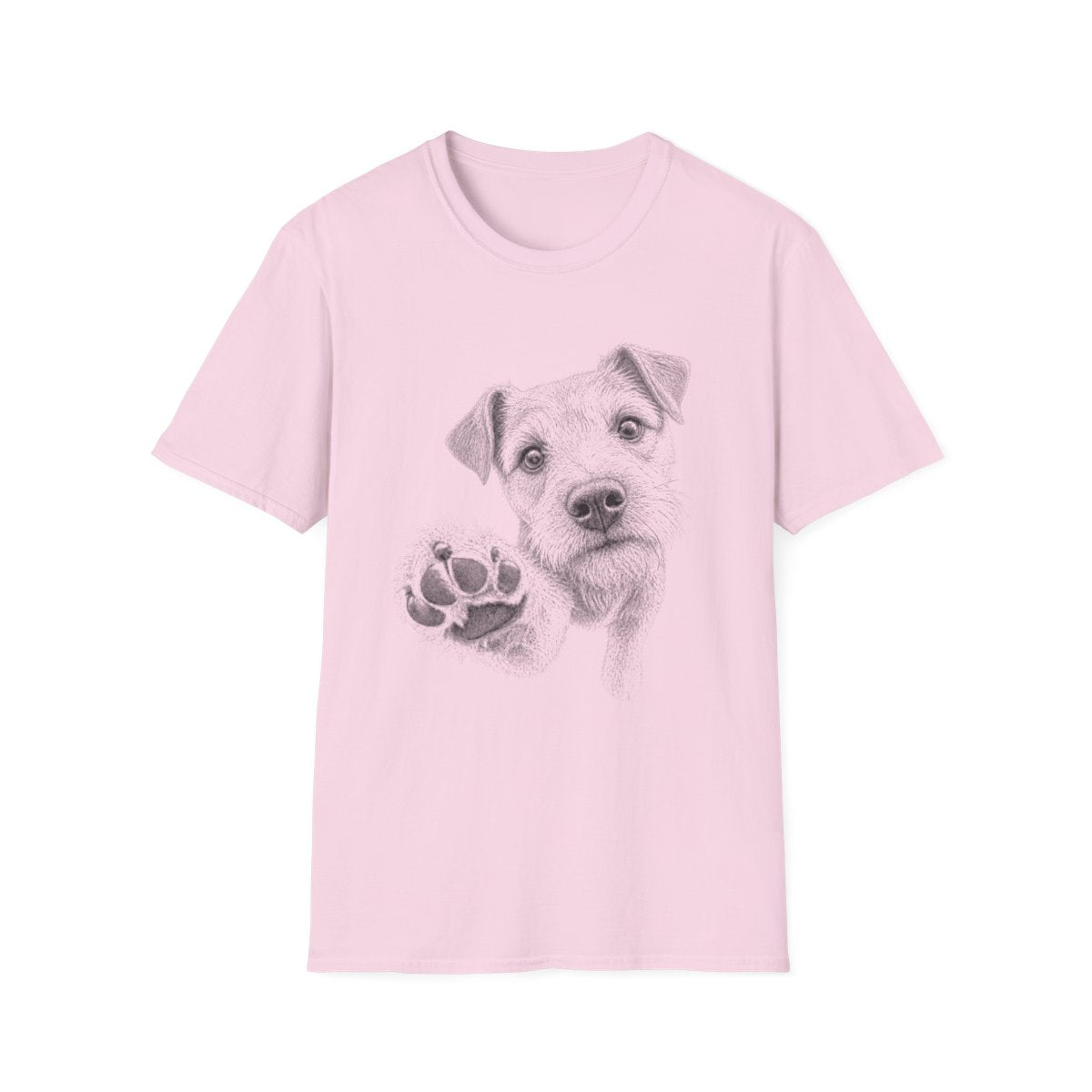 Paw Reach Patterdale Terrier Tee - Light Pink