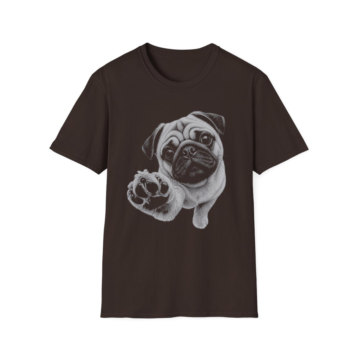 Paw Reach Pug Tee - Dark Chocolate