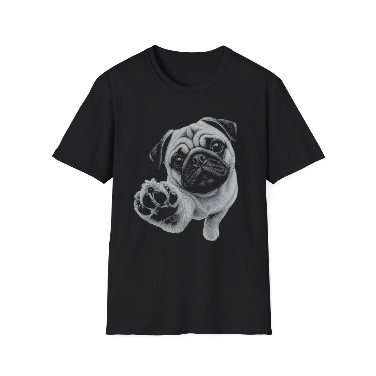 Paw Reach Pug Tee - Black