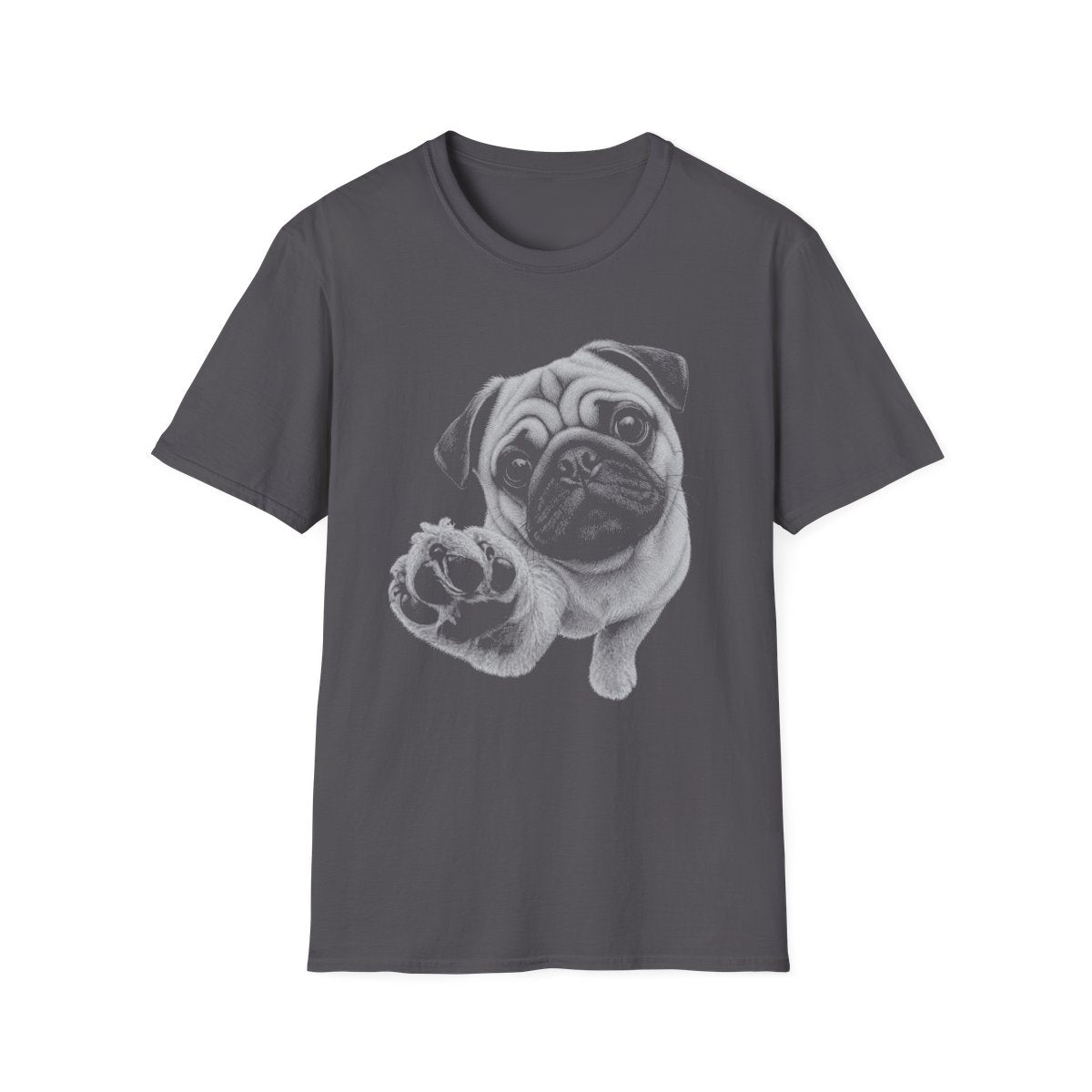 Paw Reach Pug Tee - Charcoal