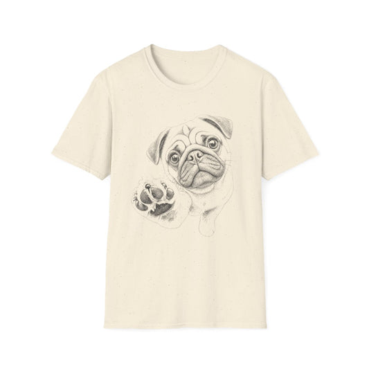 Paw Reach Pug Tee - Natural
