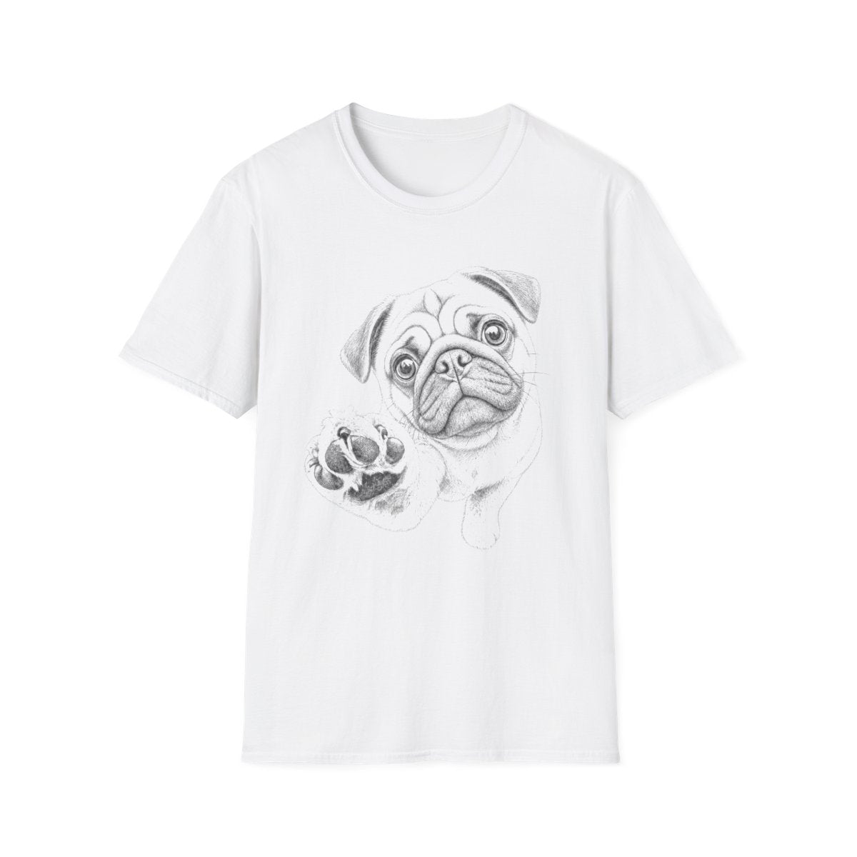 Paw Reach Pug Tee - White