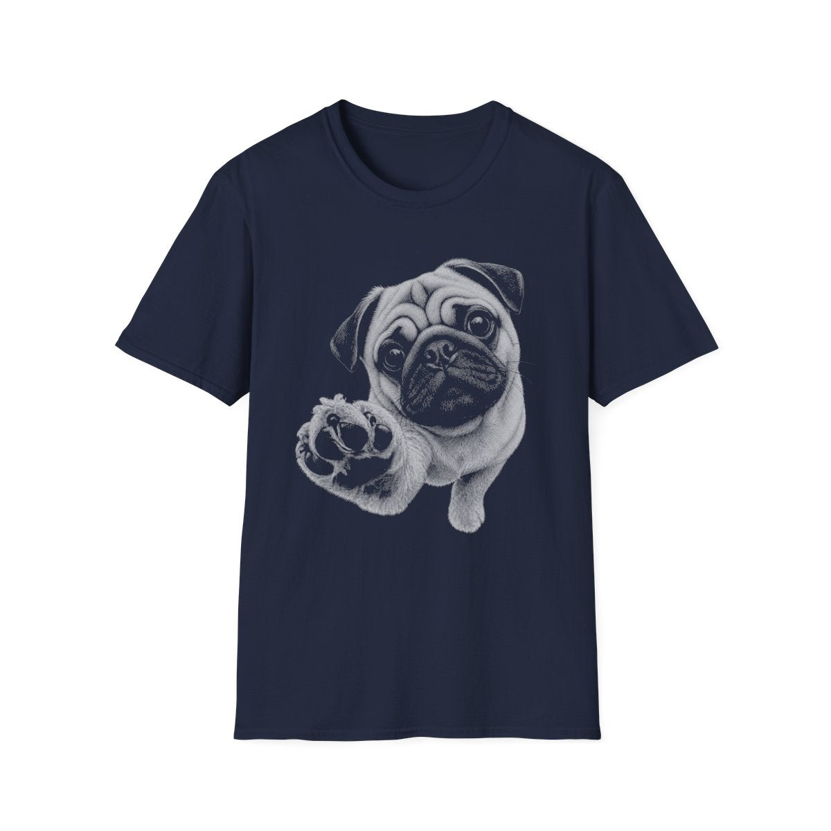 Paw Reach Pug Tee - Navy