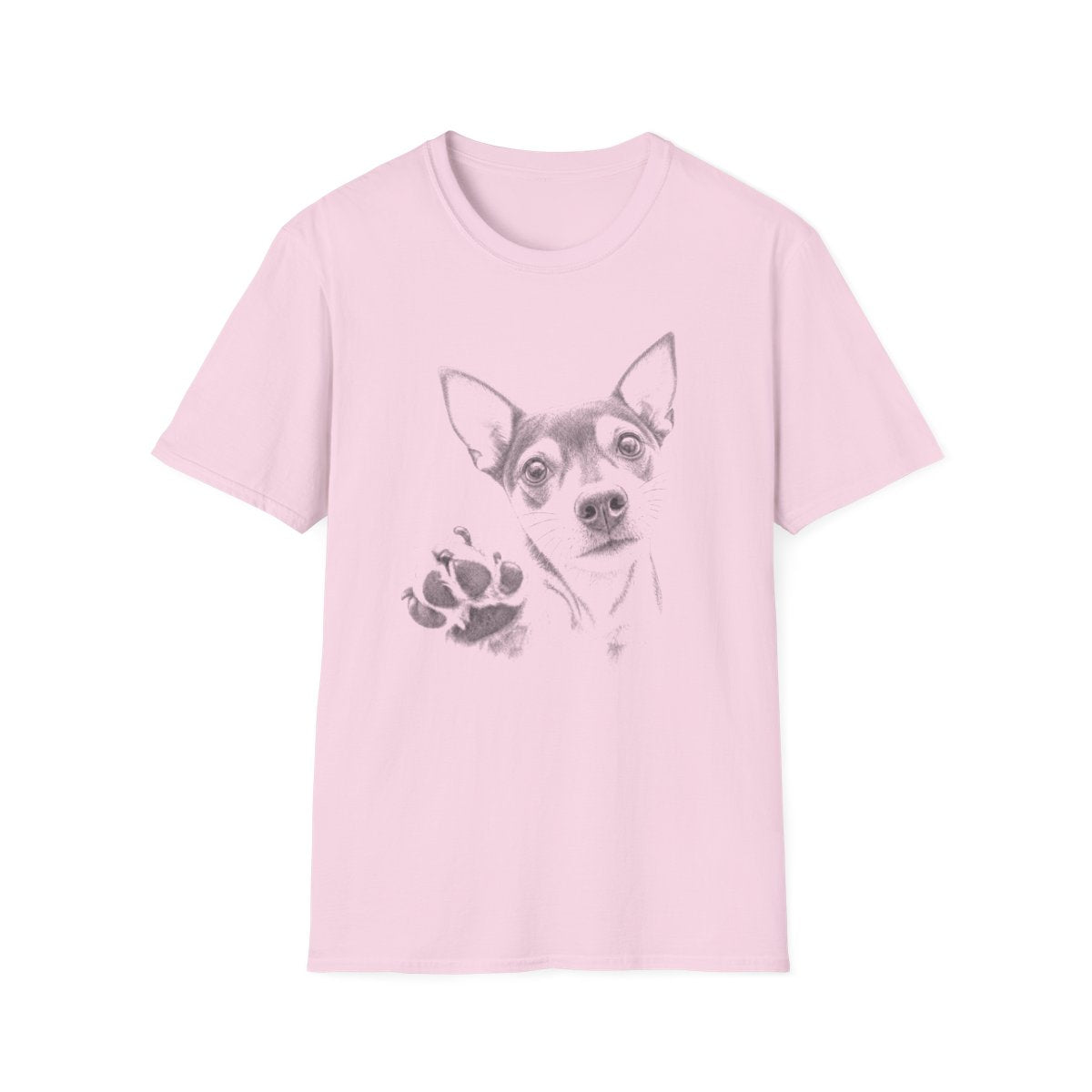 Paw Reach Rat Terrier Tee - Light Pink