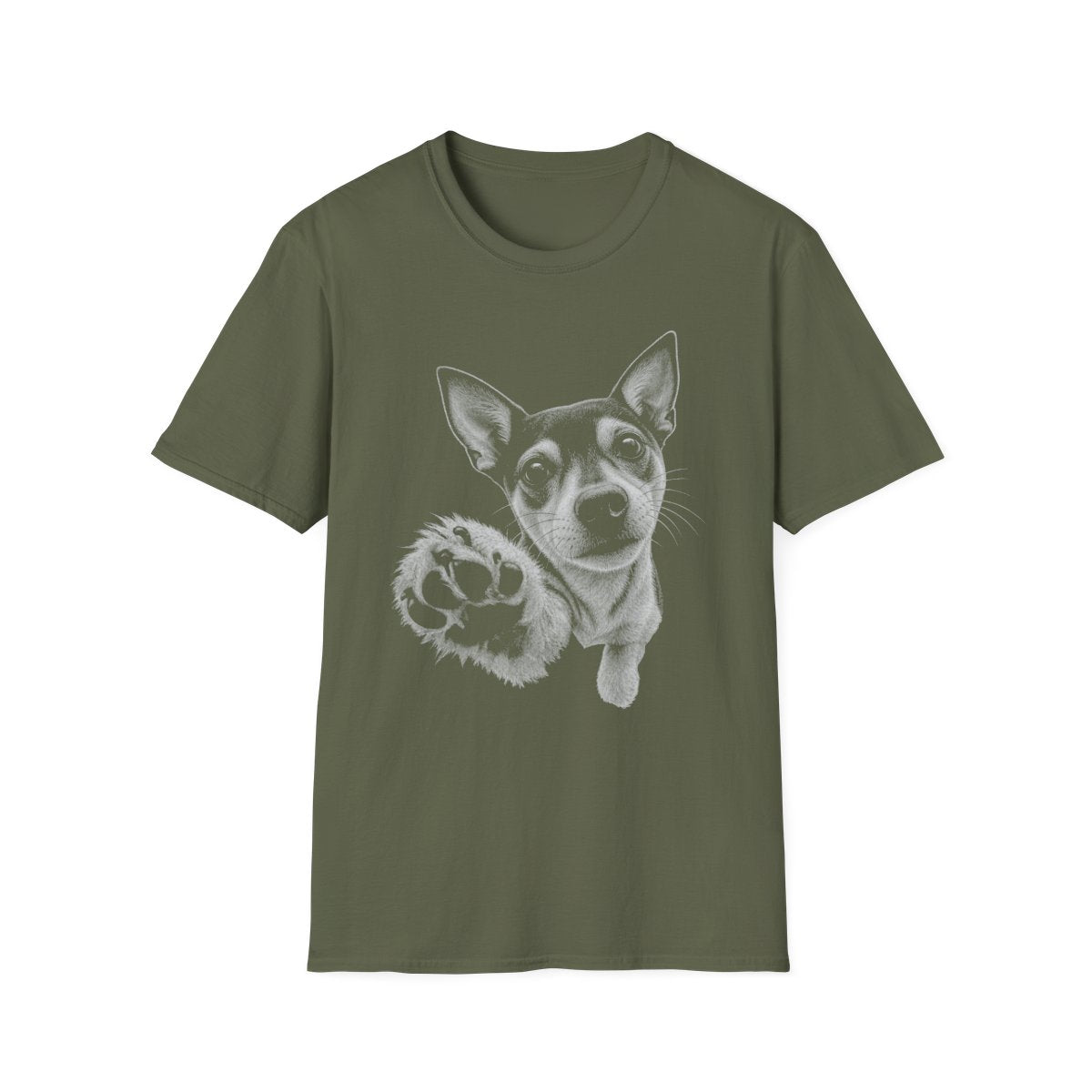 Paw Reach Rat Terrier Tee - Military Green