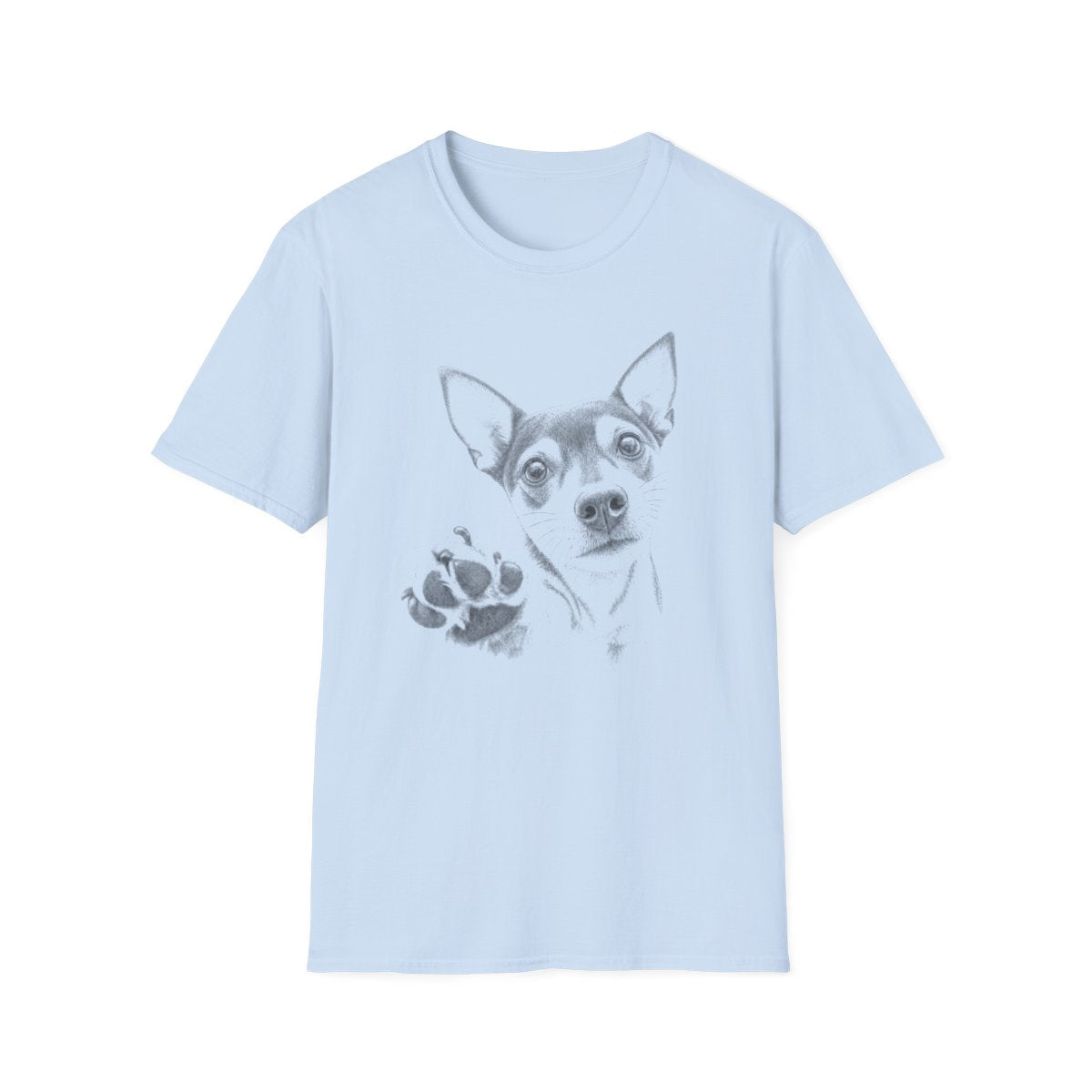 Paw Reach Rat Terrier Tee - Light Blue