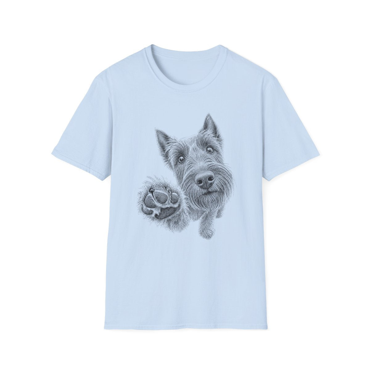 Paw Reach Scottish Terrier Tee - Light Blue