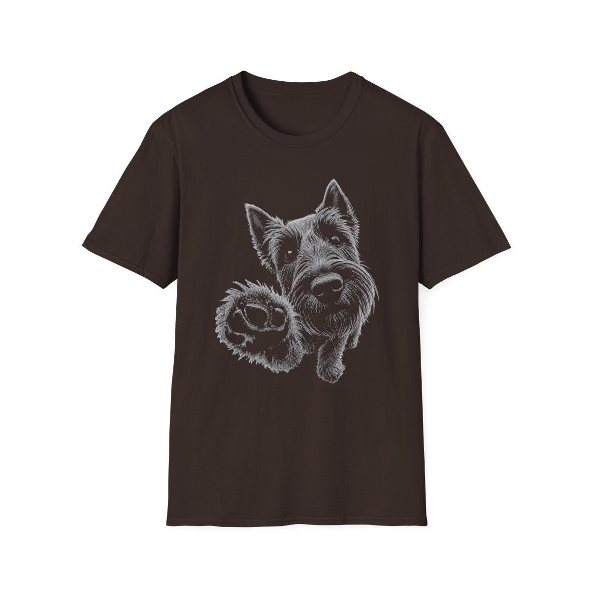 Paw Reach Scottish Terrier Tee - Dark Chocolate