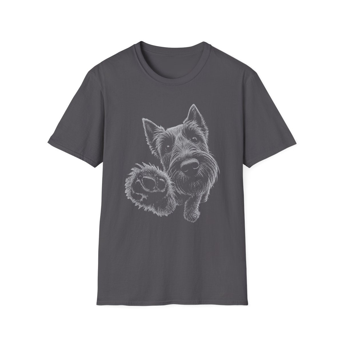 Paw Reach Scottish Terrier Tee - Charcoal