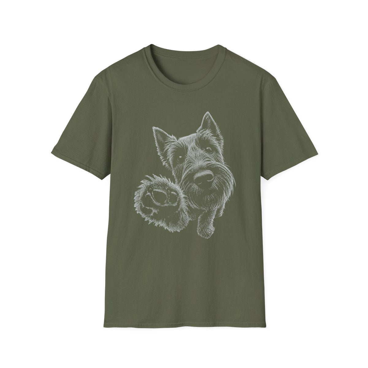 Paw Reach Scottish Terrier Tee - Military Green