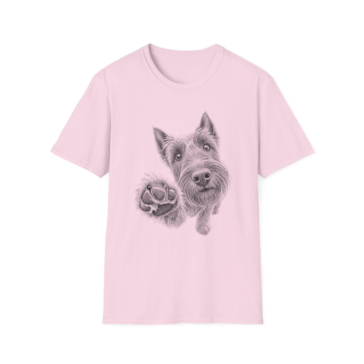 Paw Reach Scottish Terrier Tee - Light Pink