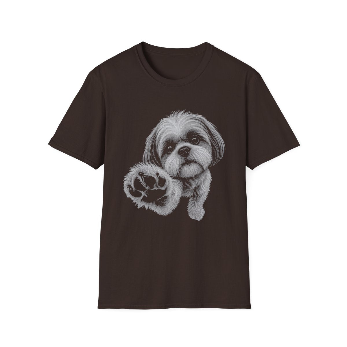 Paw Reach Shih Tzu Tee - Dark Chocolate