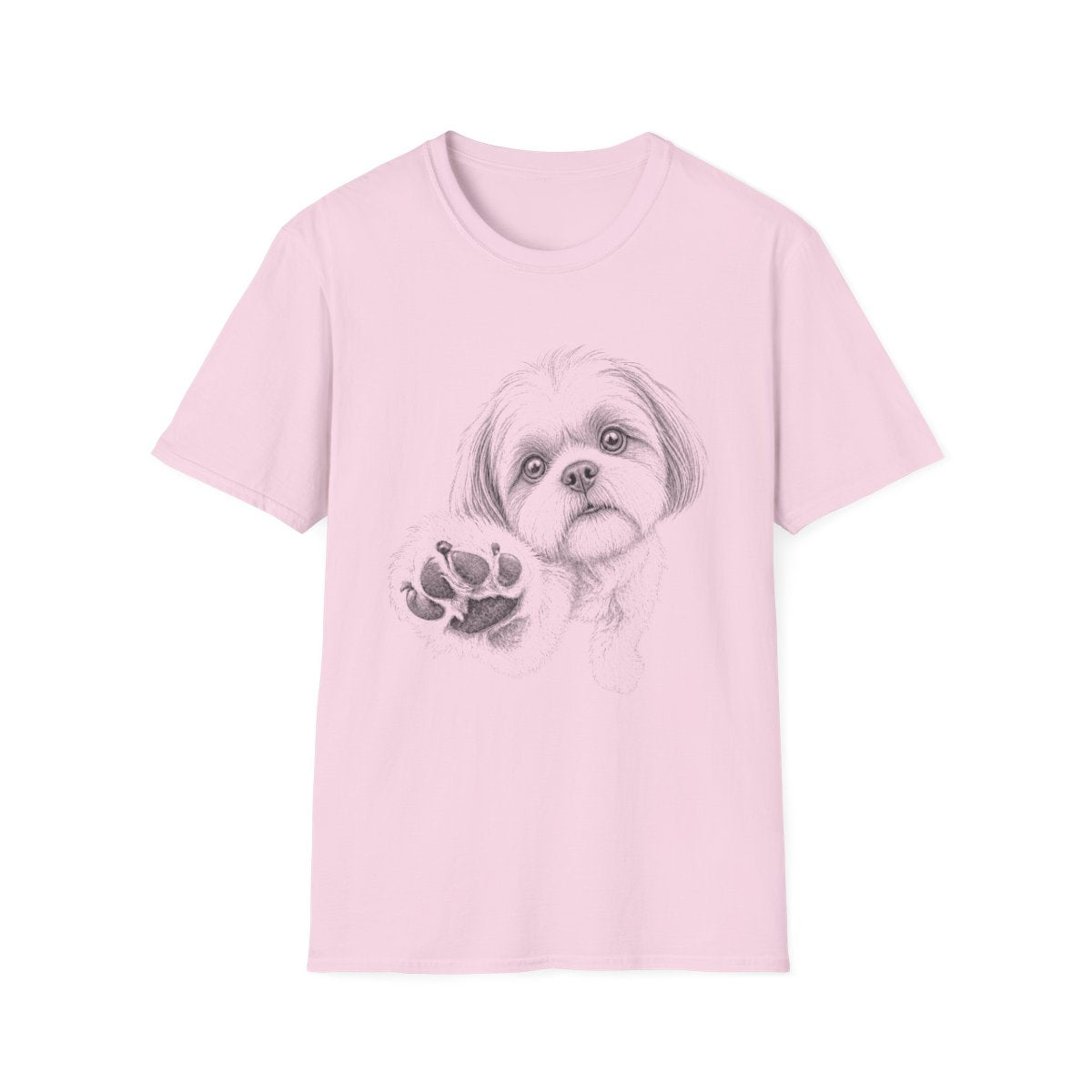 Paw Reach Shih Tzu Tee - Light Pink