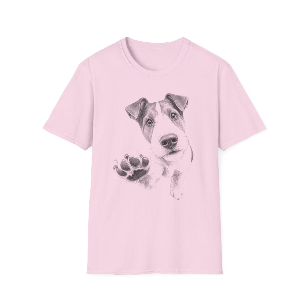 Paw Reach Smooth Fox Terrier Tee - Light Pink