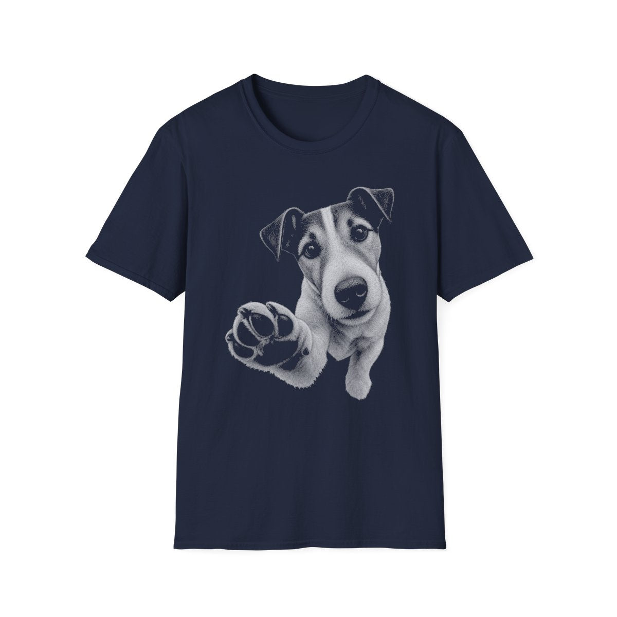 Paw Reach Smooth Fox Terrier Tee - Navy
