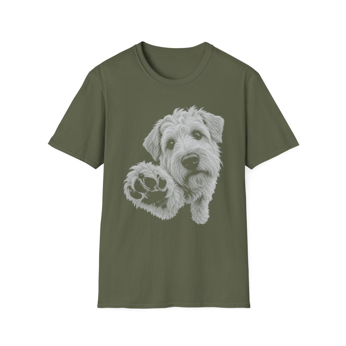 Paw Reach Soft Coated Wheaten Terrier Tee - Military Green