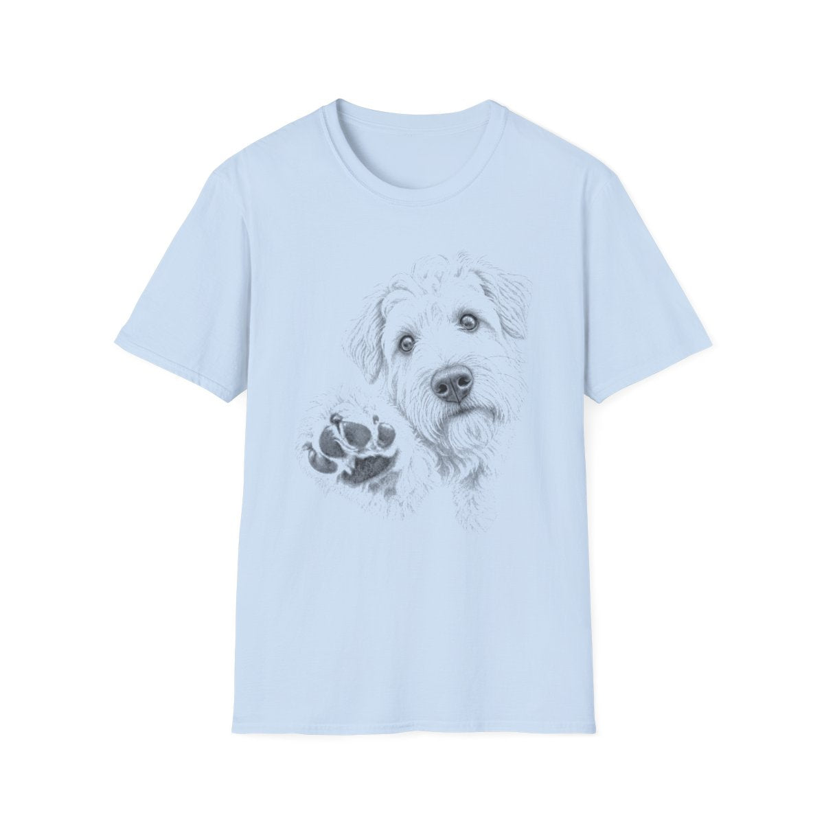 Paw Reach Soft Coated Wheaten Terrier Tee - Light Blue